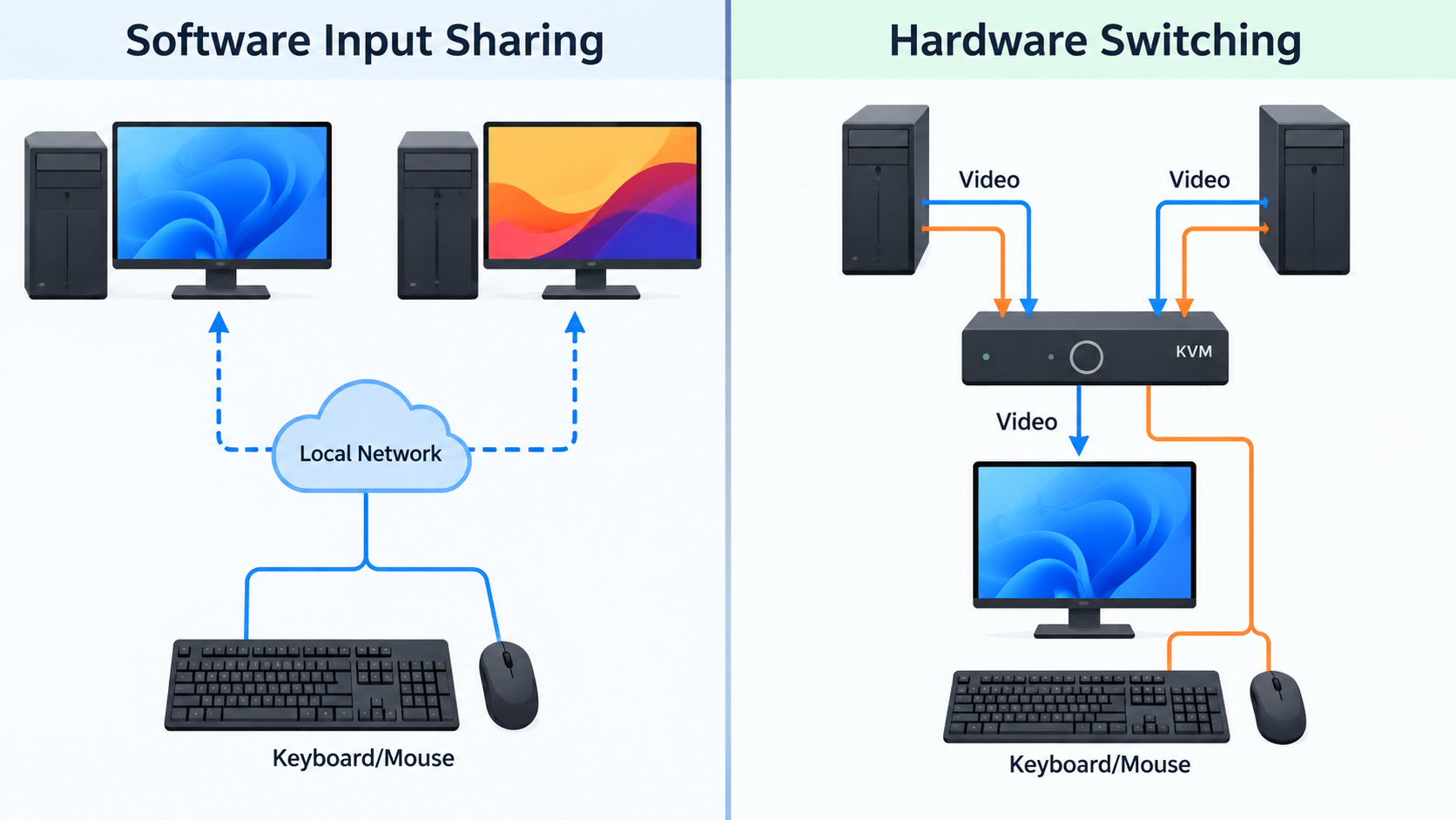 SetupMeld illustration for article share keyboard mouse two windows pcs 03 software vs hardware